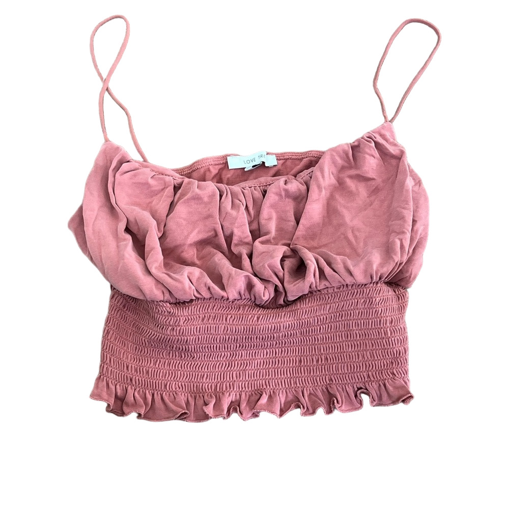 Love Tree Women’s Pink Smocked Crop Top